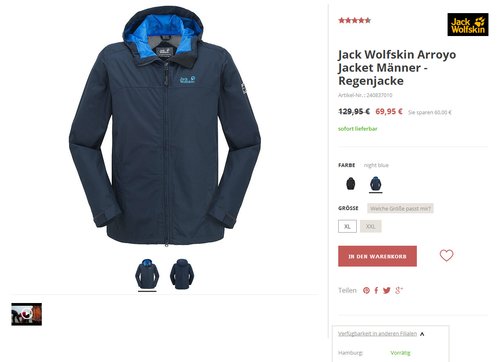 Jack Wolfskin Arroyo Jacket Männer , night blue  - jetzt 46% billiger Jack Wolfskin Arroyo Jacket Männer , night blue  - jetzt 46% billiger