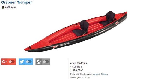 Grabner Tramper Schlauchboot - jetzt 15% billiger Grabner Tramper Schlauchboot - jetzt 15% billiger