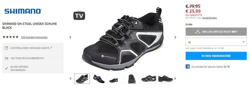 Shimano SH-CT40L Unisex Schuhe black, Größe 38 - jetzt 67% billiger