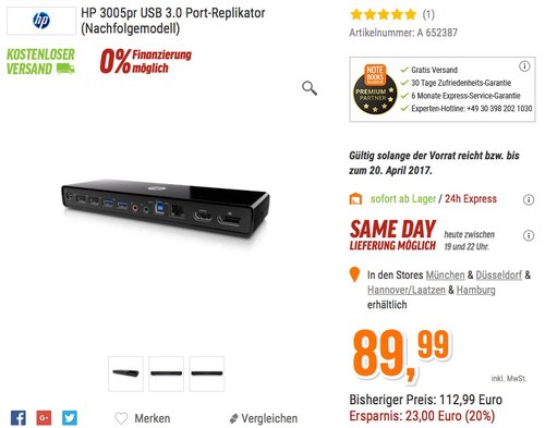 HP 3005pr USB 3.0 Port-Replikator - jetzt 20% billiger HP 3005pr USB 3.0 Port-Replikator - jetzt 20% billiger