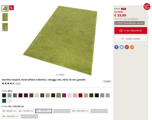 Hochflor-Teppich, Home affaire Collection, »Shaggy 30«, Höhe 30 mm, gewebt - jetzt 66% billiger