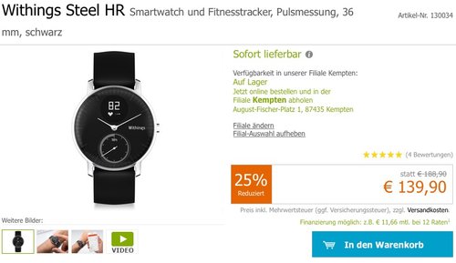 Withings Steel HR Fitnessuhr mit Herzfrequenzmessung, Schwarz, 36 mm Withings Steel HR Fitnessuhr mit Herzfrequenzmessung, Schwarz, 36 mm