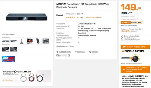 MAGNAT Sounddeck 150, Heimkino-Sounddeck mit integriertem Subwoofer, Bluetooth - jetzt 32% billiger MAGNAT Sounddeck 150, Heimkino-Sounddeck mit integriertem Subwoofer, Bluetooth - jetzt 32% billiger