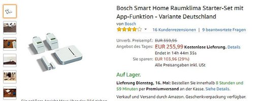 Bosch Smart Home Raumklima Starter-Set mit App-Funktion - Variante Deutschland - jetzt 20% billiger
