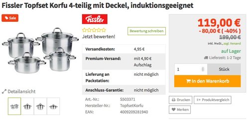 Fissler Topfset korfu / 4-teilig / Edelstahl Kochtopf Set Fissler Topfset korfu / 4-teilig / Edelstahl Kochtopf Set