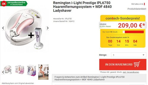 Remington i-Light Prestige IPL6750 - jetzt 10% billiger Remington i-Light Prestige IPL6750 - jetzt 10% billiger