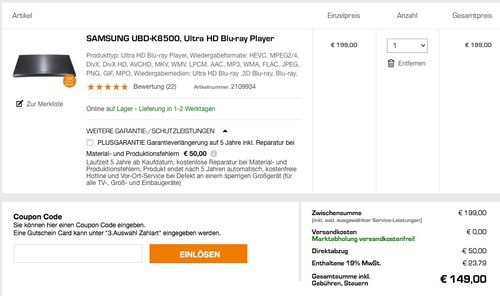 SAMSUNG UBD-K8500, Ultra HD Blu-ray Player - jetzt 25% billiger