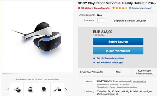 SONY PlayStation VR Virtual Reality Brille für PS4 - jetzt 12% billiger SONY PlayStation VR Virtual Reality Brille für PS4 - jetzt 12% billiger