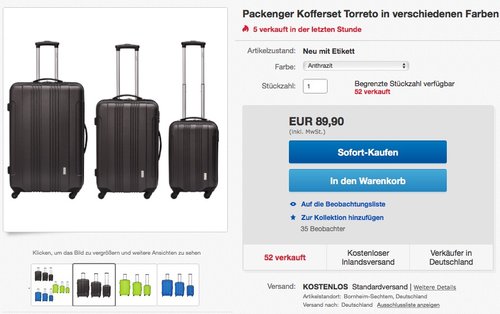 Packenger Reisekofferset Torreto 3er-Set - jetzt 40% billiger