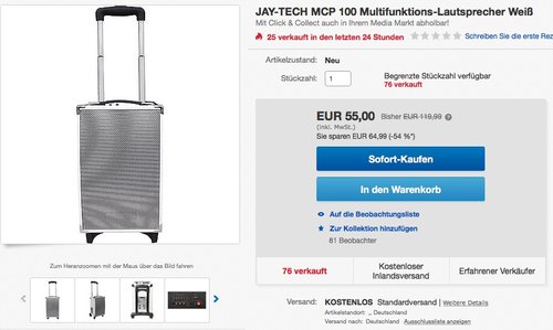 Jaytech 77003001 MCP100 Lautsprecher - jetzt 54% billiger Jaytech 77003001 MCP100 Lautsprecher - jetzt 54% billiger