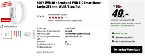 Sony Mobile SWR30 SmartBand - jetzt 33% billiger