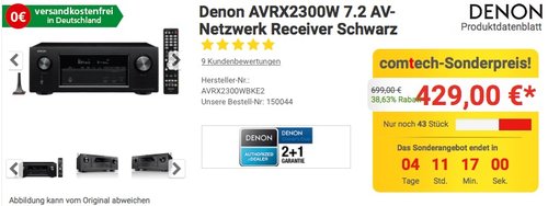 Denon AVRX2300W 7.2 AV Receiver - jetzt 14% billiger Denon AVRX2300W 7.2 AV Receiver - jetzt 14% billiger