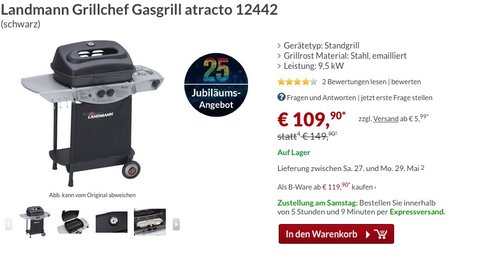 Landmann 12442 Atracto Gasgrill - jetzt 27% billiger Landmann 12442 Atracto Gasgrill - jetzt 27% billiger