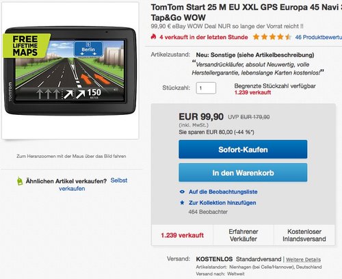 TomTom Start 25 M EU XXL - jetzt 33% billiger TomTom Start 25 M EU XXL - jetzt 33% billiger