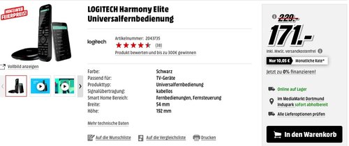 Logitech Harmony Elite - Touchscreen-Fernbedienung - jetzt 20% billiger