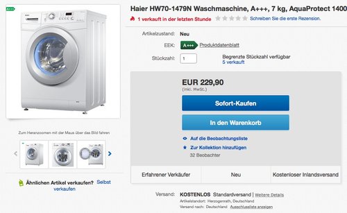 Haier HW70-1479N Waschmaschine FL - jetzt 18% billiger