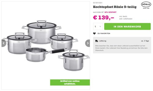 Rösle Topfset Silence - jetzt 18% billiger