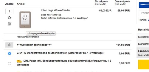 tolino page eBook-Reader - jetzt 36% billiger