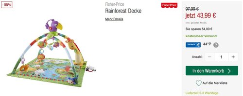 Fisher-Price Rainforest Decke - jetzt 27% billiger