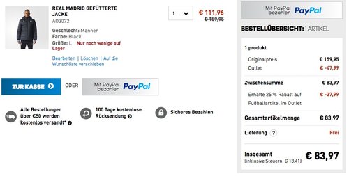 Real Madrid gefütterte Jacke - jetzt 48% billiger Real Madrid gefütterte Jacke - jetzt 48% billiger