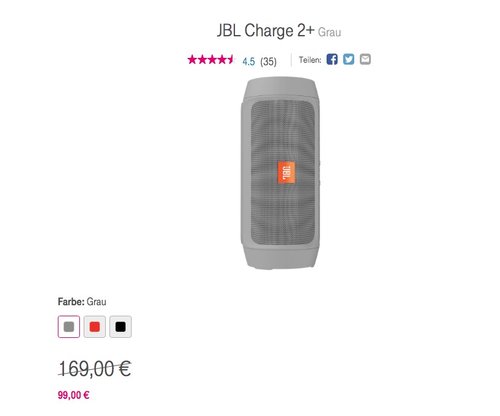 JBL Charge 2+ Tragbarer Spritzwasserfester Wireless Bluetooth Stereo-Lautsprecher - jetzt 34% billiger JBL Charge 2+ Tragbarer Spritzwasserfester Wireless Bluetooth Stereo-Lautsprecher - jetzt 34% billiger