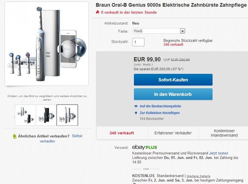 Oral-B Genius 9000S Elektrische Zahnbürste - jetzt 16% billiger Oral-B Genius 9000S Elektrische Zahnbürste - jetzt 16% billiger
