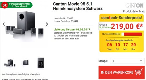 Canton Movie 95 5.1 Heimkinosystem Schwarz - jetzt 19% billiger Canton Movie 95 5.1 Heimkinosystem Schwarz - jetzt 19% billiger