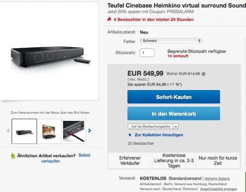 Teufel Cinebase - Soundbar-Lautsprecher - jetzt 20% billiger