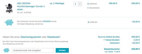 ABC DESIGN Kombikinderwagen Condor 4 street inkl. Tragewanne - jetzt 10% billiger