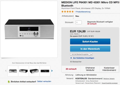 MEDION LIFE MD 43301 Micro-HiFi-System-Anlage - jetzt 20% billiger MEDION LIFE MD 43301 Micro-HiFi-System-Anlage - jetzt 20% billiger