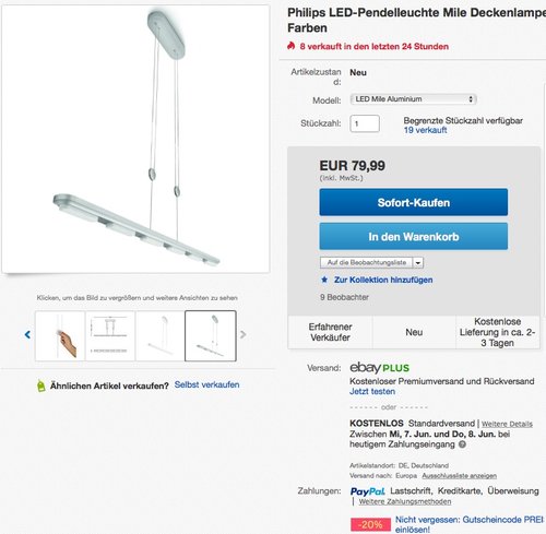 Philips Mile LED Pendelleuchte 6-flamming - jetzt 20% billiger