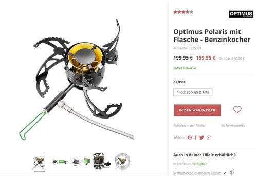 Polaris Kocher incl. Brennstoffflasche - jetzt 20% billiger Polaris Kocher incl. Brennstoffflasche - jetzt 20% billiger