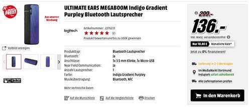 ULTIMATE EARS MEGABOOM - jetzt 32% billiger
