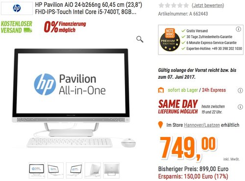 HP Pavilion (24-b266ng) 60,45 cm (23,8 Zoll / Full HD-IPS Touchscreen) All-in-One Desktop PC - jetzt 10% billiger HP Pavilion (24-b266ng) 60,45 cm (23,8 Zoll / Full HD-IPS Touchscreen) All-in-One Desktop PC - jetzt 10% billiger