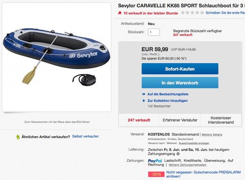 Sevylor CARAVELLE KK85 SPORT Schlauchboot - jetzt 20% billiger