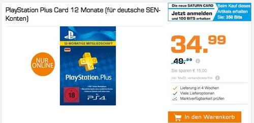 PlayStation Plus Card 12 Monate - jetzt 30% billiger PlayStation Plus Card 12 Monate - jetzt 30% billiger