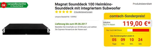 Magnat Sounddeck 100 Heimkino-Sounddeck mit integriertem Subwoofer, Bluetooth - jetzt 25% billiger
