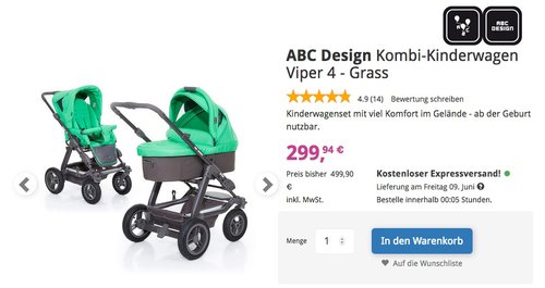 ABC Design Kombi-Kinderwagen Viper 4 - jetzt 25% billiger ABC Design Kombi-Kinderwagen Viper 4 - jetzt 25% billiger