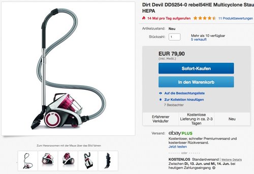 Dirt Devil DD5254-0 rebel54HE Multicyclone Staubsauger - jetzt 19% billiger Dirt Devil DD5254-0 rebel54HE Multicyclone Staubsauger - jetzt 19% billiger