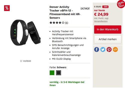 Denver BFH-12 - Fitnessarmband - jetzt 38% billiger Denver BFH-12 - Fitnessarmband - jetzt 38% billiger