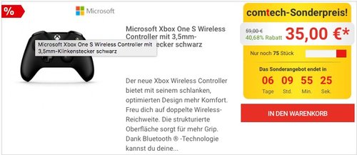 Microsoft Xbox One S Wireless Controller - jetzt 23% billiger Microsoft Xbox One S Wireless Controller - jetzt 23% billiger