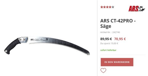 ARS CT-42PRO - Säge - jetzt 21% billiger ARS CT-42PRO - Säge - jetzt 21% billiger