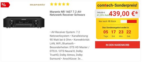 Marantz NR 1607 7.2 AV-Netzwerk Receiver - jetzt 10% billiger Marantz NR 1607 7.2 AV-Netzwerk Receiver - jetzt 10% billiger