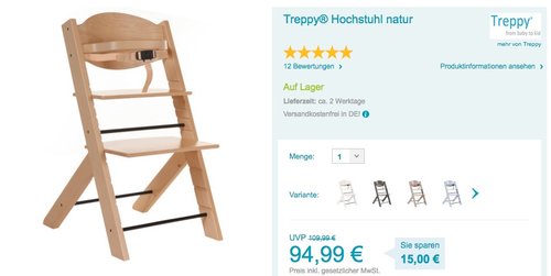 Treppy - Hochstuhl natur, Kleinkinder und Vorschule - jetzt 9% billiger