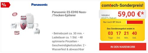Panasonic ES-ED90 Nass-/Trocken-Epilierer - jetzt 16% billiger Panasonic ES-ED90 Nass-/Trocken-Epilierer - jetzt 16% billiger