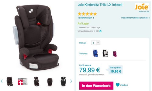 Joie Trillo LX Autokindersitz 15-36 kg Gr. 2/3 Inkwell - jetzt 9% billiger Joie Trillo LX Autokindersitz 15-36 kg Gr. 2/3 Inkwell - jetzt 9% billiger