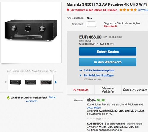 Marantz SR5011 7.2 AV Receiver - jetzt 17% billiger Marantz SR5011 7.2 AV Receiver - jetzt 17% billiger