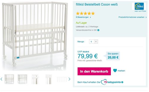 FILLIKID Beistellbett Cocon Babybett, weiß - jetzt 20% billiger FILLIKID Beistellbett Cocon Babybett, weiß - jetzt 20% billiger