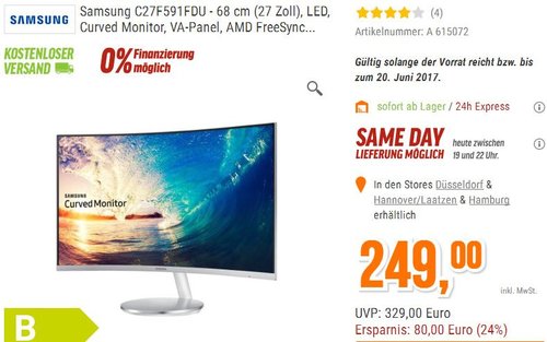 Samsung C27F591FDU 27 Zoll,Curved Monitor - jetzt 13% billiger Samsung C27F591FDU 27 Zoll,Curved Monitor - jetzt 13% billiger
