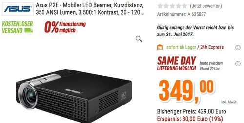 Asus P2E  LED-Beamer - jetzt 19% billiger